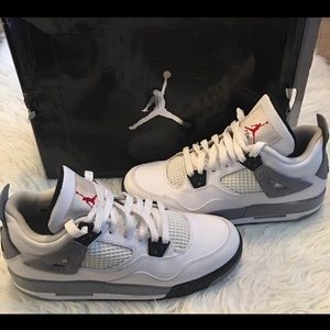 Youths Air Jordan 4 Retro “White/cement” shoes